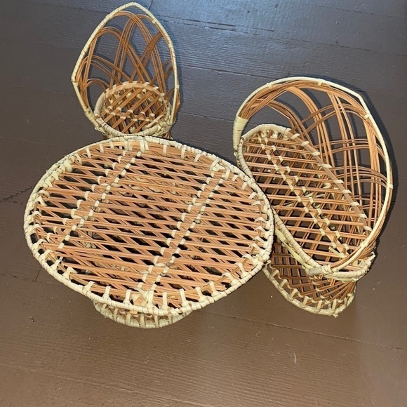 3 piece wicker furniture set small succulent air plants boho hime Decor‎ - Picture 1 of 2